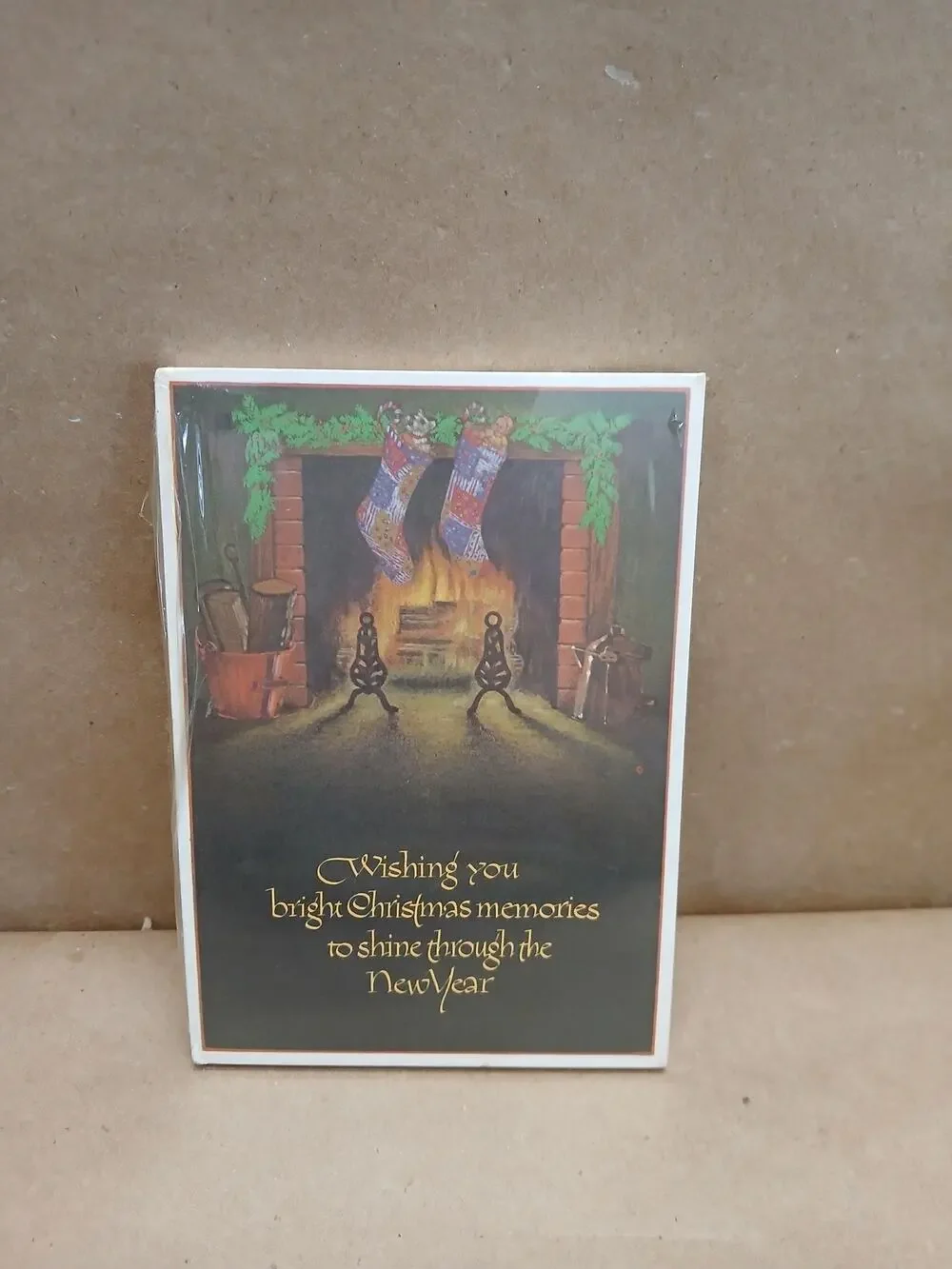 Vintage 1979 Current Inc Christmas Postcards Fireplace Stockings Holiday Set